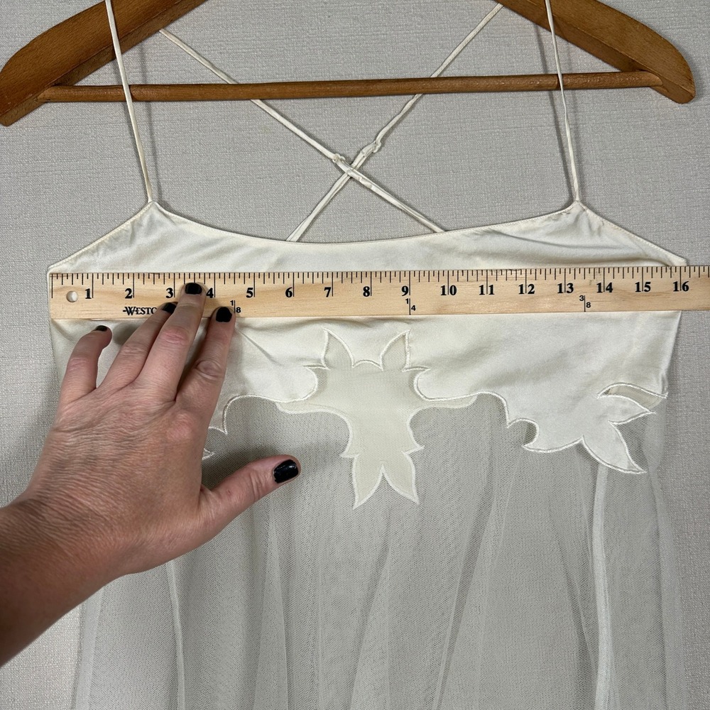 Victoria's Secret Babydoll Chemise Womens XS Ivory Good Sheer Mesh Satin Slip - Picture 12 of 13